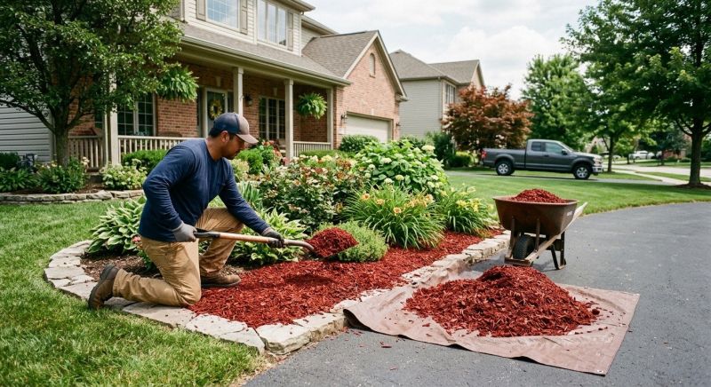 Red Mulch Installation in Ventura County, CA